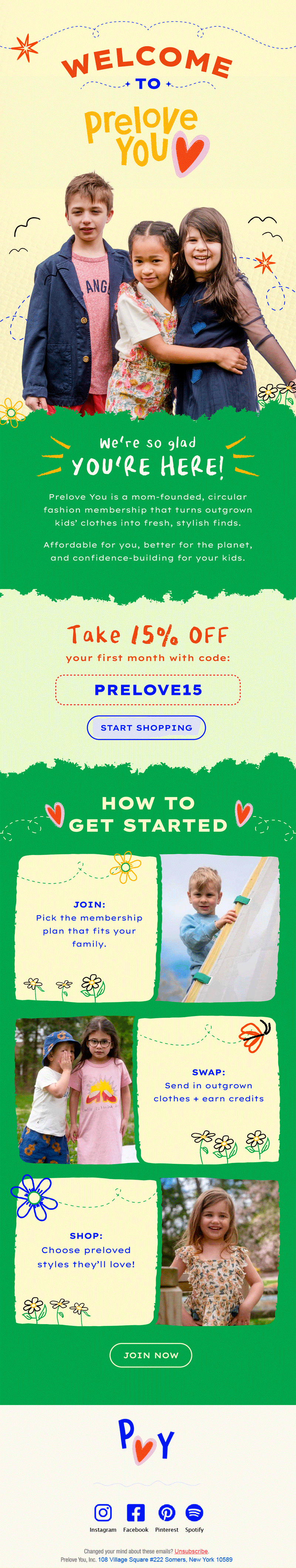 Prelove You Welcome Series Email Design