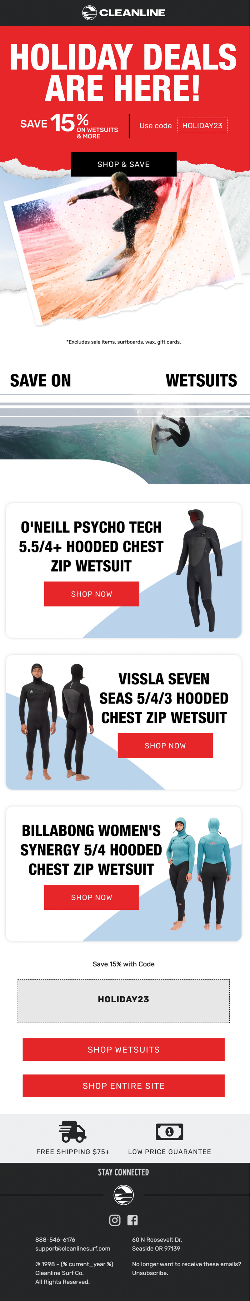 Cleanline Surf Black Friday Email Design