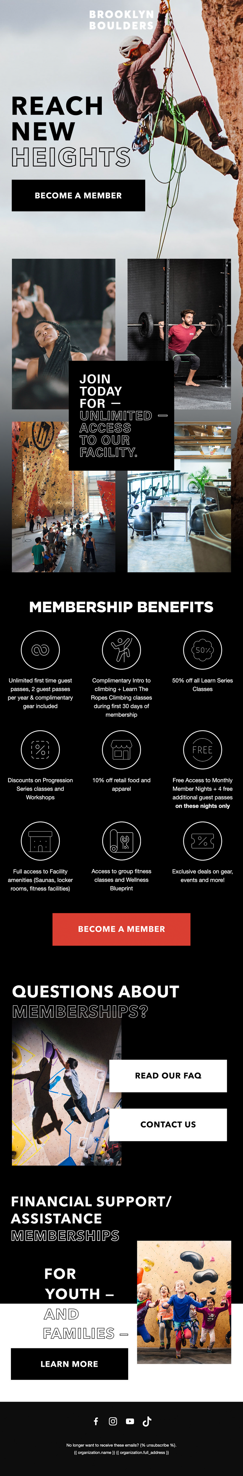 Brooklyn Boulders Membership Upsell Email Design