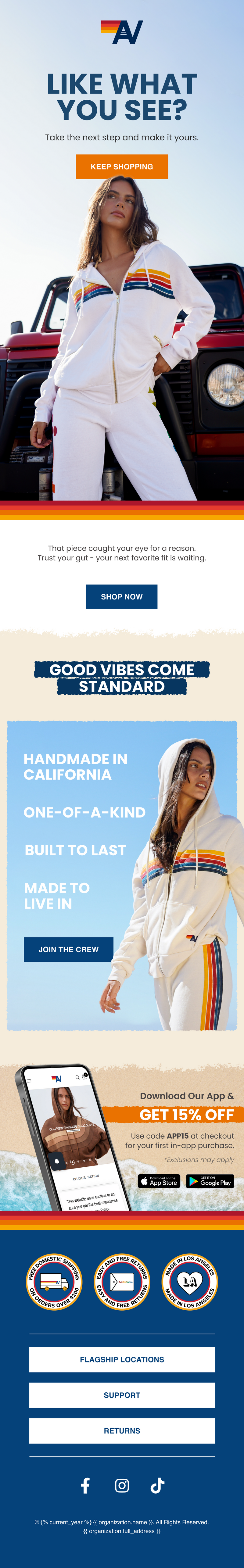 Aviator Nation Browse Abandonment Klaviyo Email Design