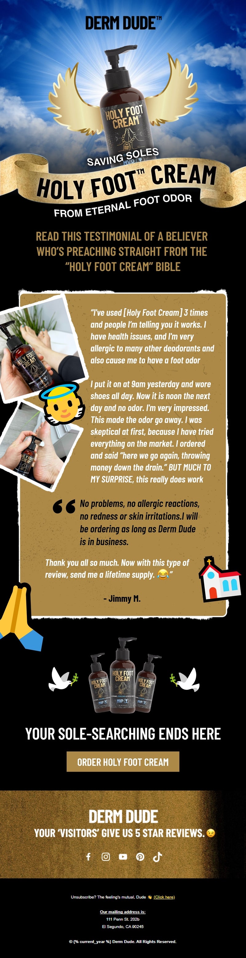Derm Dude Holy Foot Cream Email Design