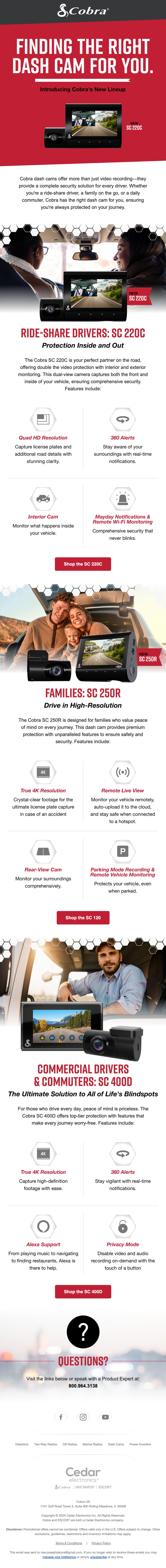 Cobra Product Quiz Email Design