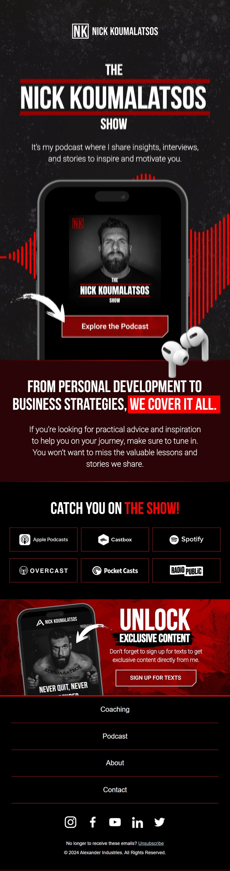 Nick Koumalatsos Podcast Email Design