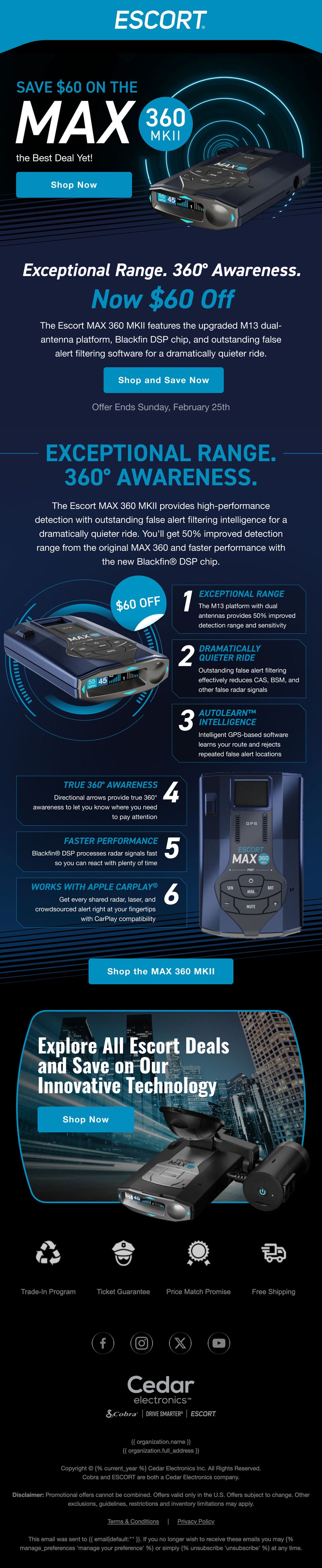 Escort Radar Product Highlight Email Design