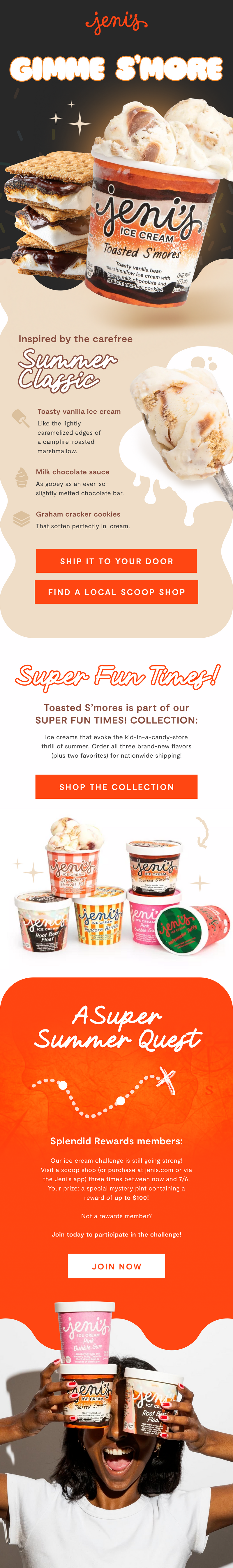 Jeni's Ice Cream Toasted S'mores Email Design