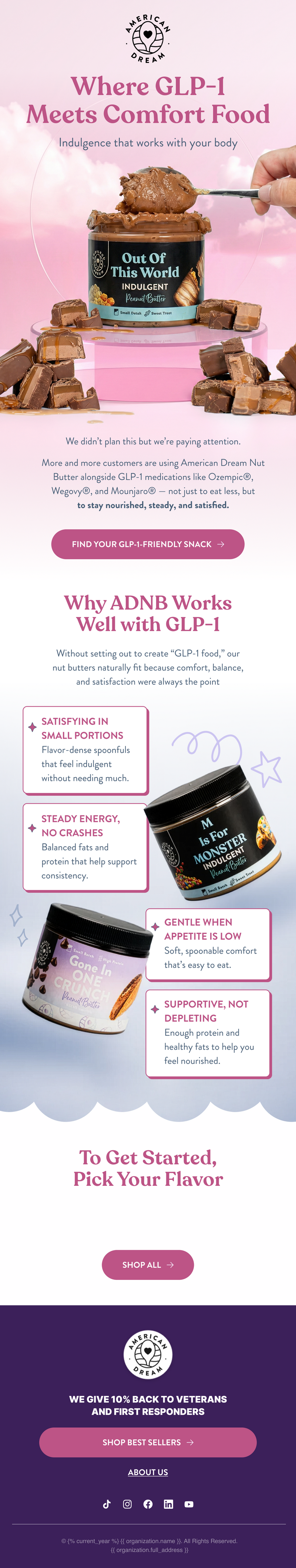 American Dream Nut Butter Klaviyo Email Design