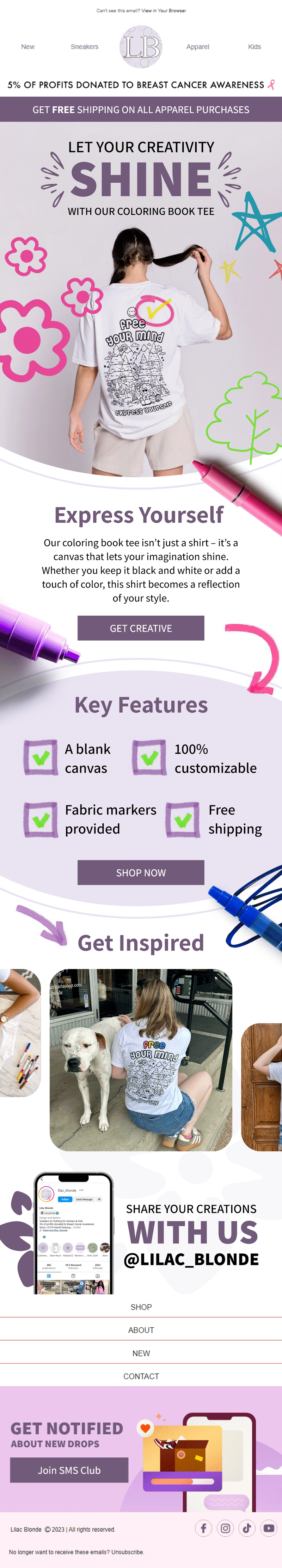 Lilac Blonde Product Highlight Email Design