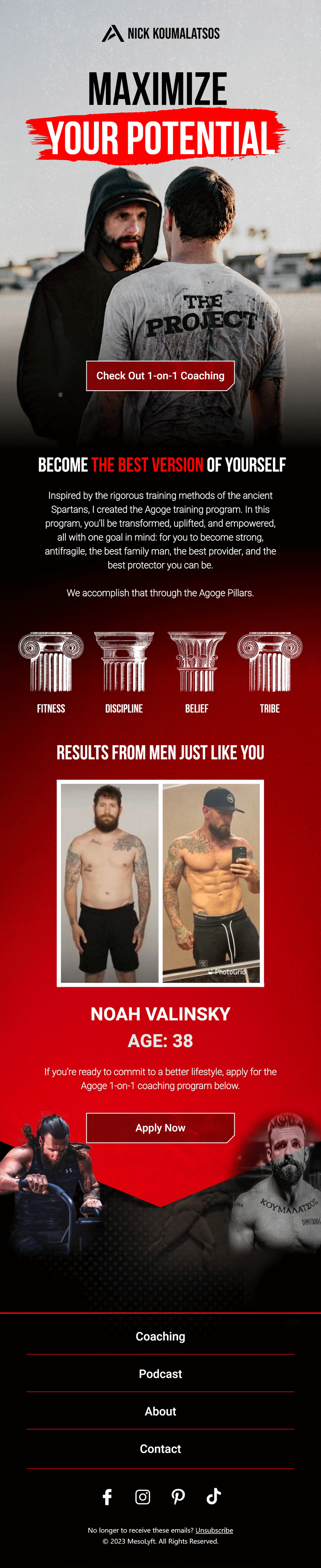 Nick Koumalatsos Product Highlight Email Design