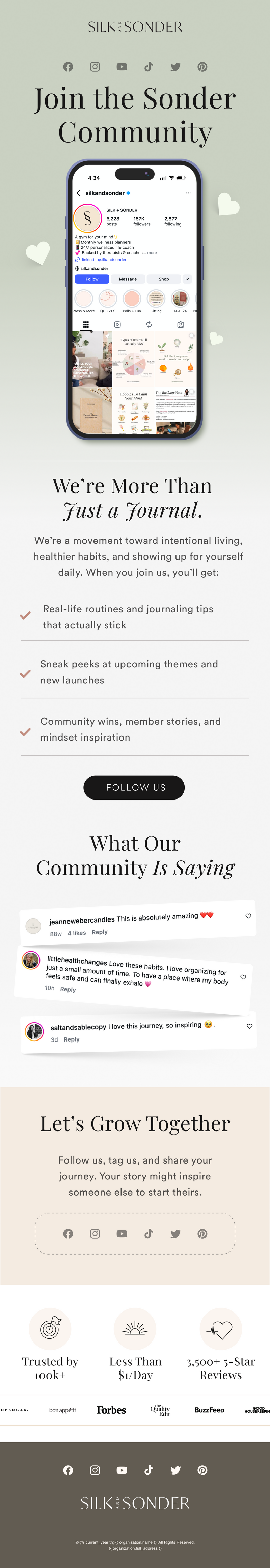 Silk + Sonder Welcome Series Klaviyo Email